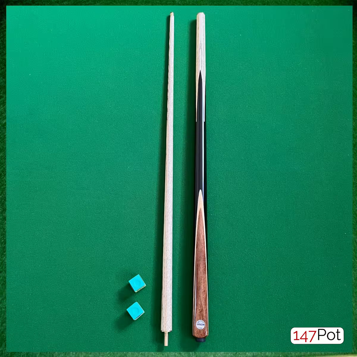 58" 2-Piece Handmade Ash 9.5mm Tip Walnut Splice Snooker Pool Cue - Pathline Series