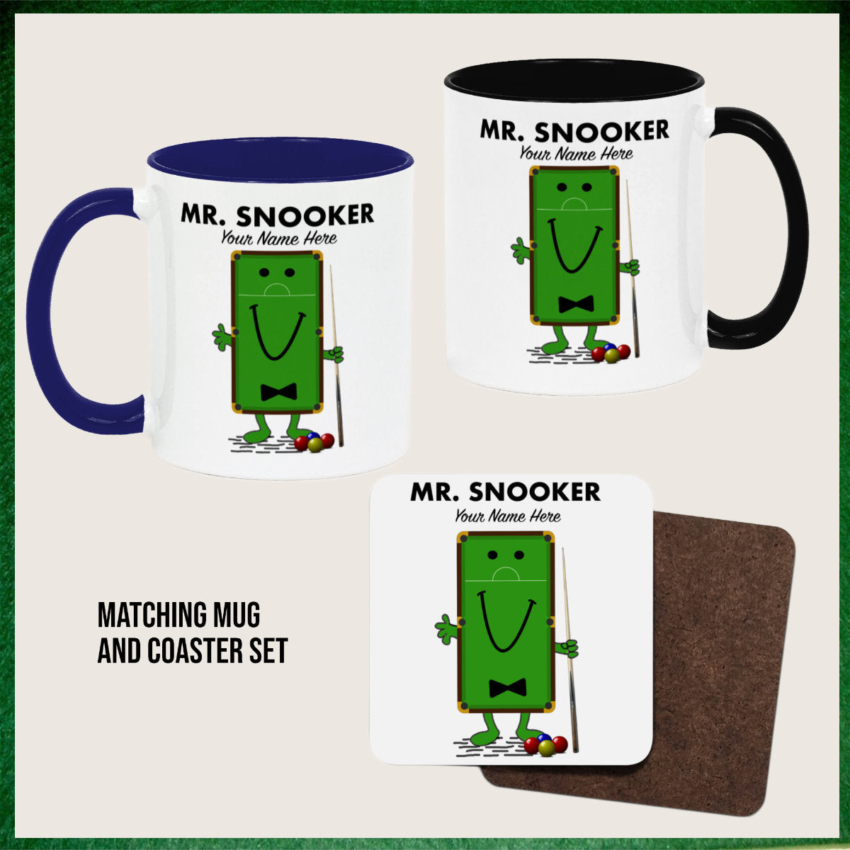 Mr.Snooker Personalised Novelty 11oz Mug || Mug, Coaster & Set Options