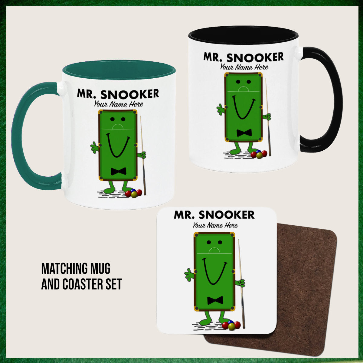 Mr.Snooker Personalised Novelty 11oz Mug || Mug, Coaster & Set Options
