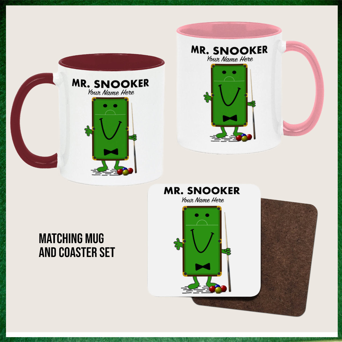 Mr.Snooker Personalised Novelty 11oz Mug || Mug, Coaster & Set Options