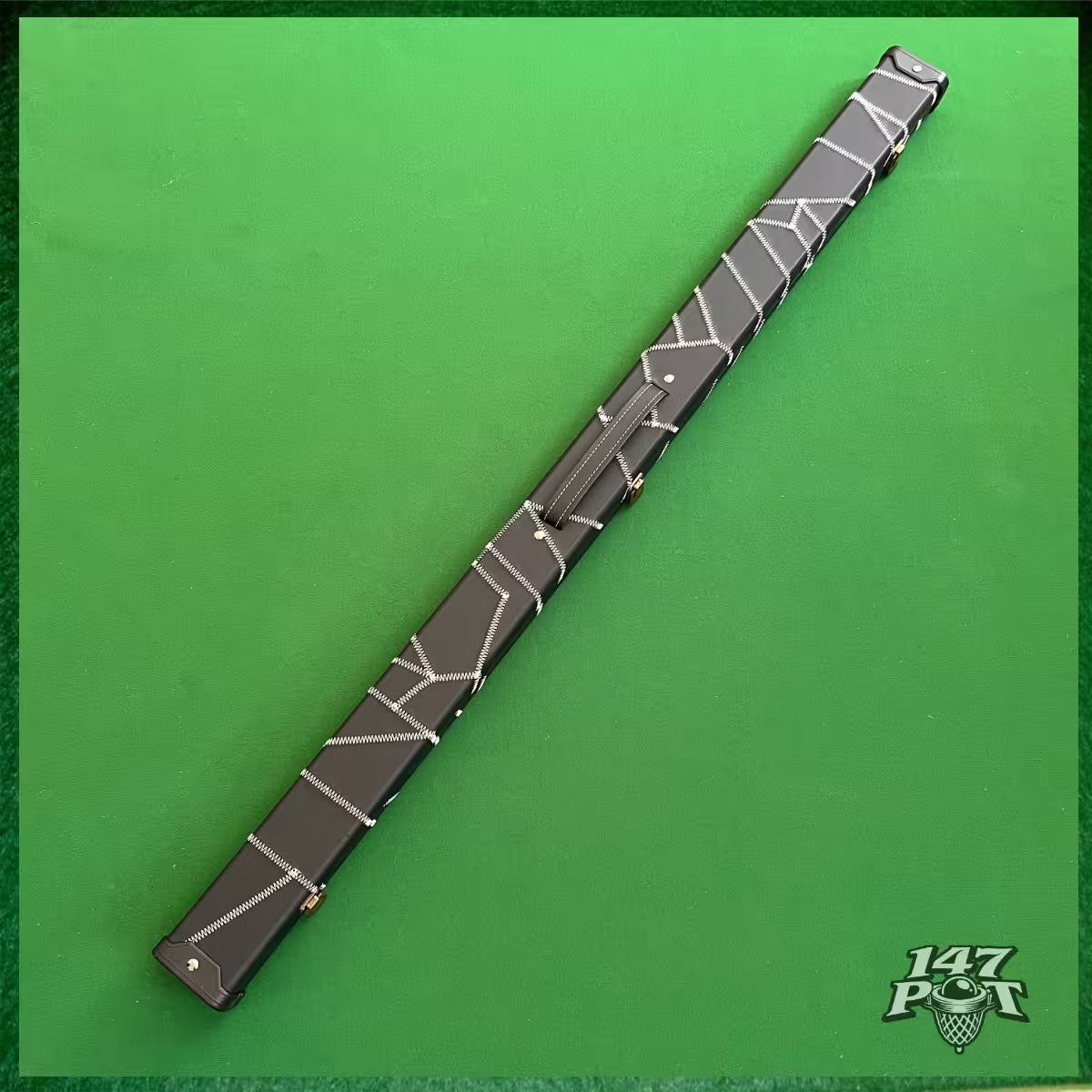 Black & White Laced Leatherette 3/4 Length 57/58" Snooker/Pool Cue Case :: Max 117cm Shaft
