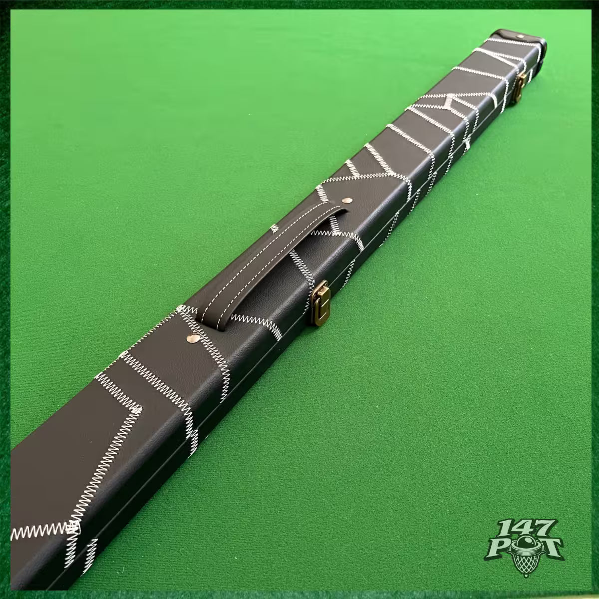 Black & White Laced Leatherette 3/4 Length 57/58" Snooker/Pool Cue Case :: Max 117cm Shaft