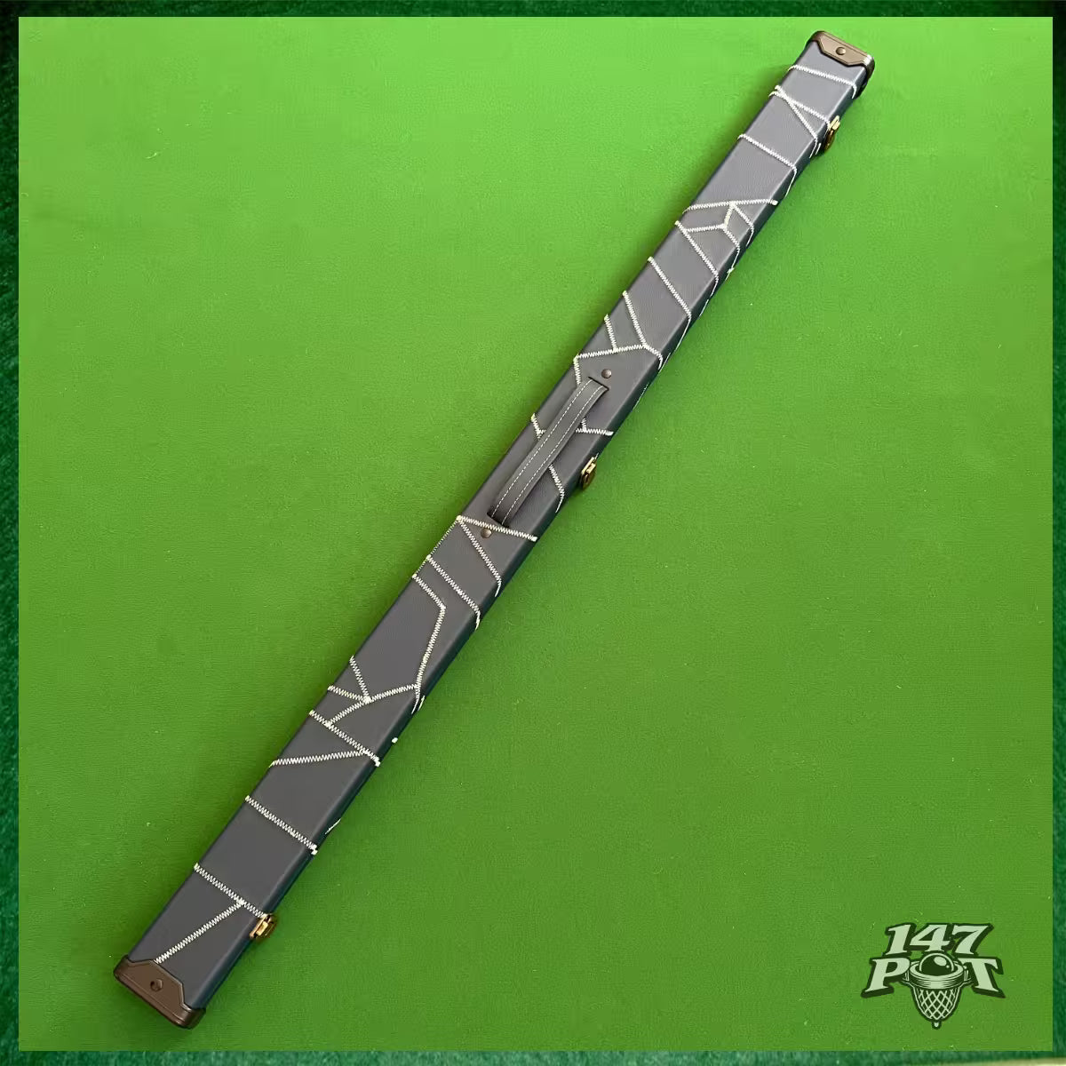 Navy & White Laced Leatherette 3/4 Length 57/58" Snooker/Pool Cue Case :: Max 117cm Shaft