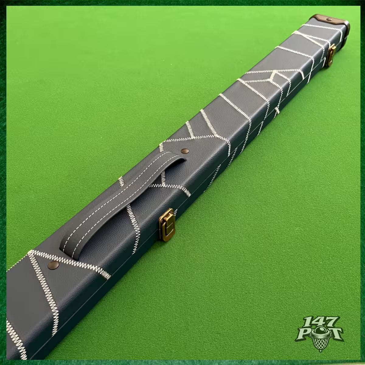 Navy & White Laced Leatherette 3/4 Length 57/58" Snooker/Pool Cue Case :: Max 117cm Shaft
