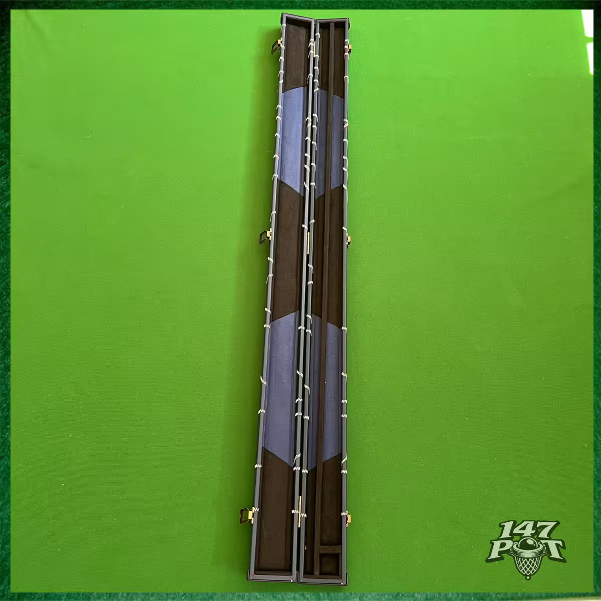 Navy & White Laced Leatherette 3/4 Length 57/58" Snooker/Pool Cue Case :: Max 117cm Shaft