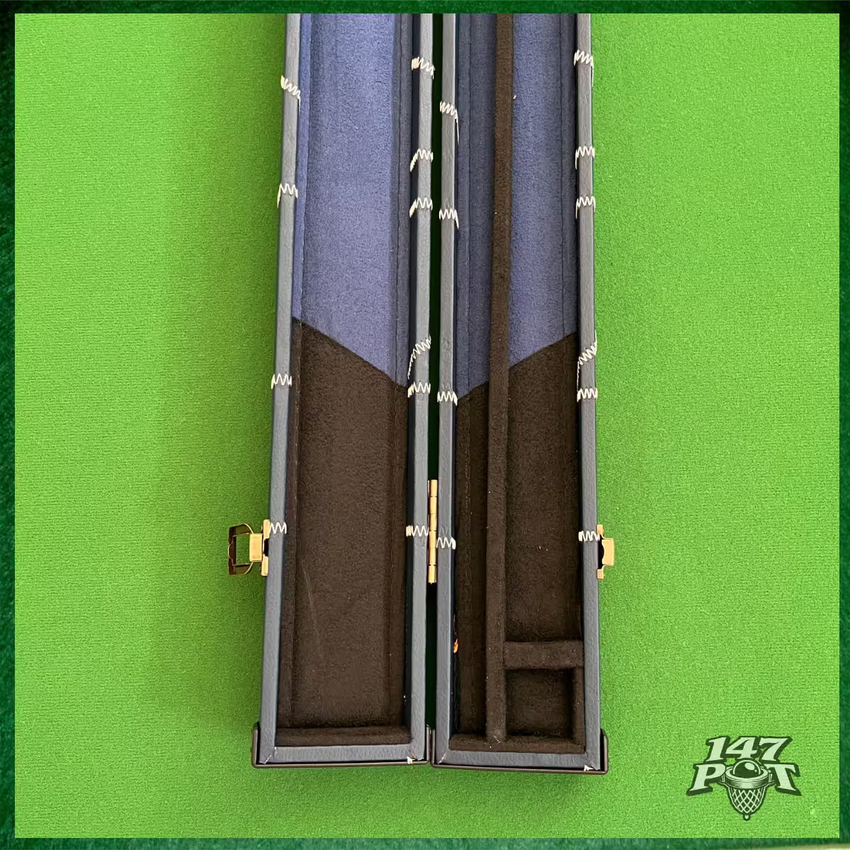 Navy & White Laced Leatherette 3/4 Length 57/58" Snooker/Pool Cue Case :: Max 117cm Shaft