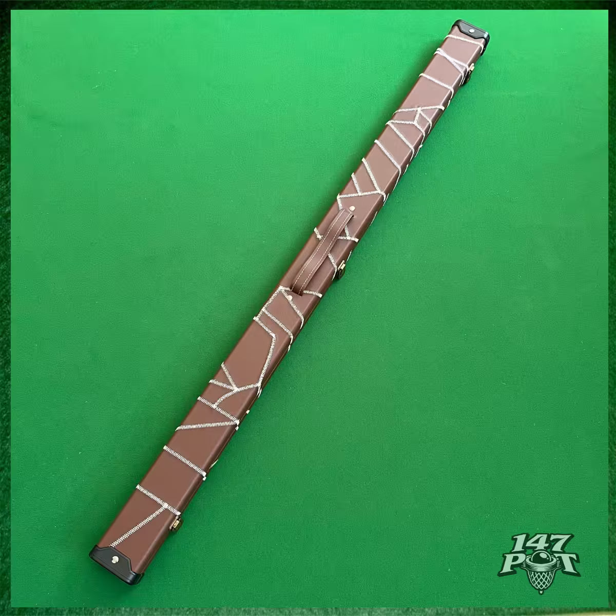 Brown & White Laced Leatherette 3/4 Length 57/58" Snooker/Pool Cue Case :: Max 117cm Shaft