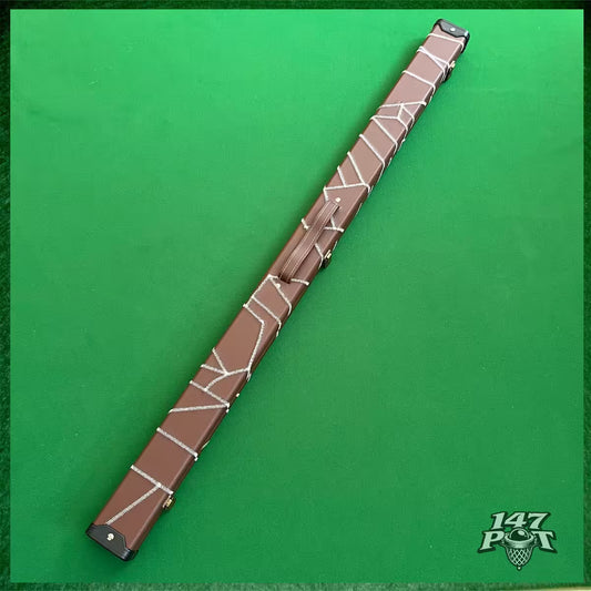 Brown & White Laced Leatherette 3/4 Length 57/58" Snooker/Pool Cue Case :: Max 117cm Shaft
