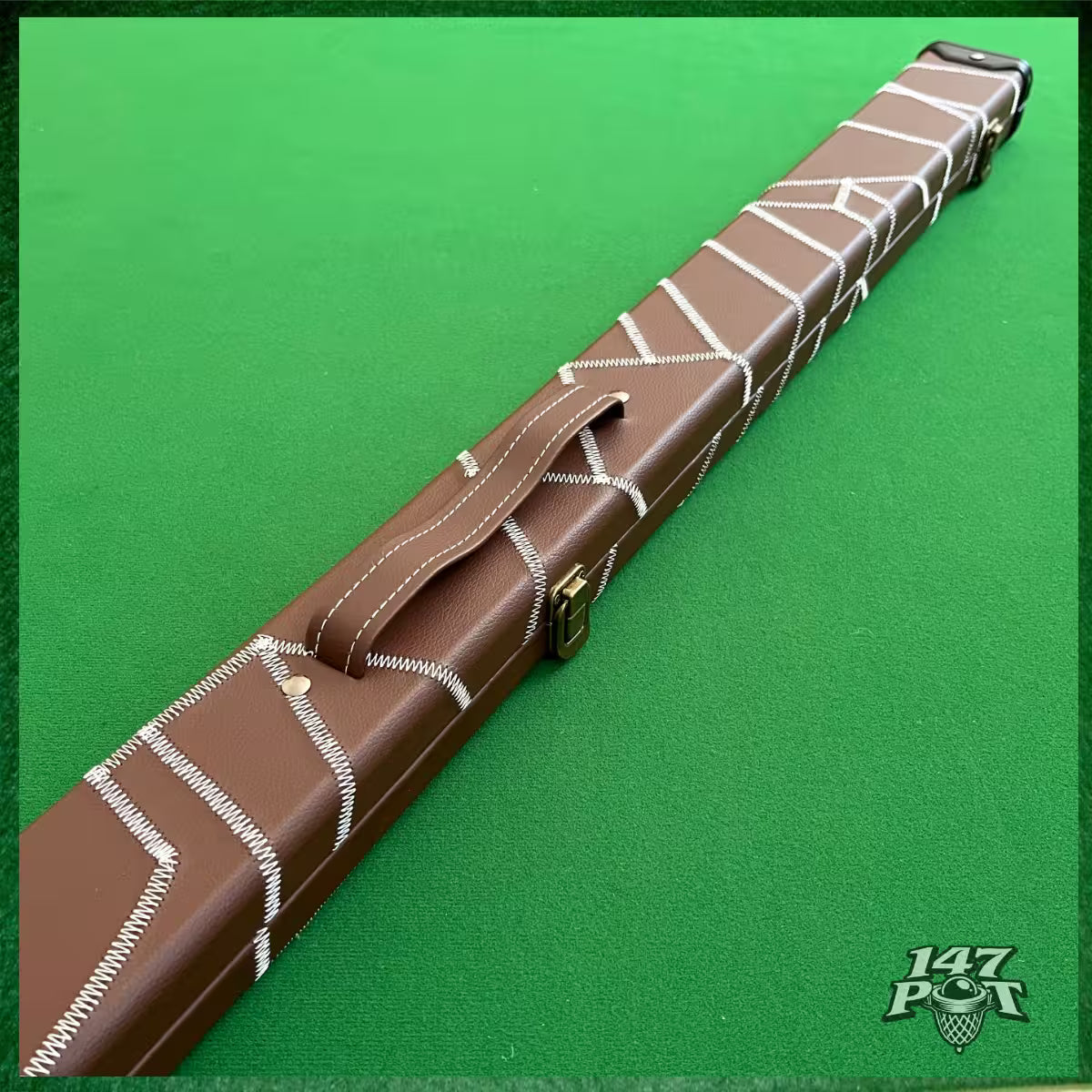 Brown & White Laced Leatherette 3/4 Length 57/58" Snooker/Pool Cue Case :: Max 117cm Shaft