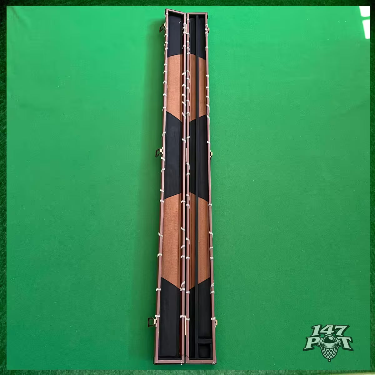 Brown & White Laced Leatherette 3/4 Length 57/58" Snooker/Pool Cue Case :: Max 117cm Shaft