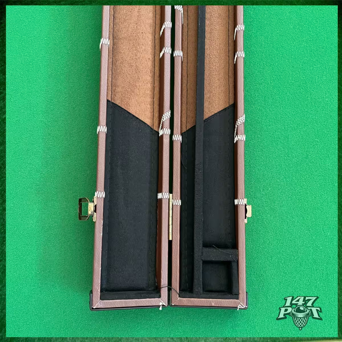 Brown & White Laced Leatherette 3/4 Length 57/58" Snooker/Pool Cue Case :: Max 117cm Shaft