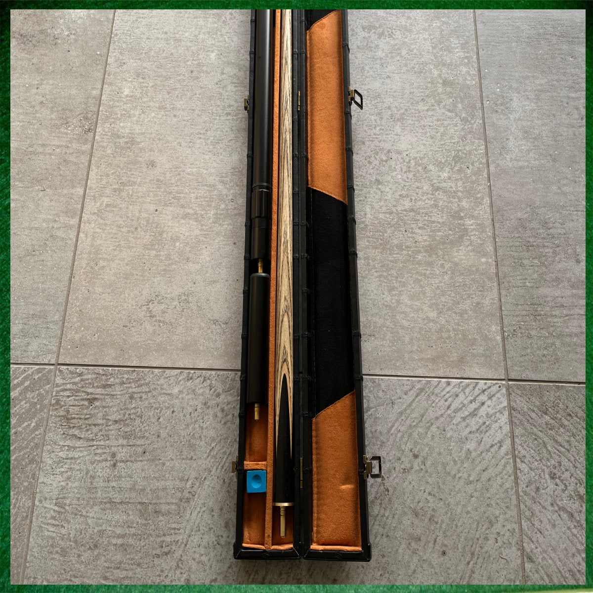 57" Snooker/Pool Cue + Case + Extensions Bundle :: Premium Dark Tan Style