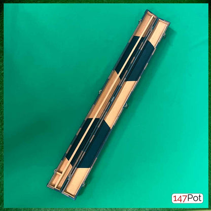 Tan Brown & Black Block Patchwork Leatherette 3/4 Length 57/58" Snooker/Pool Cue Case - 147Pot