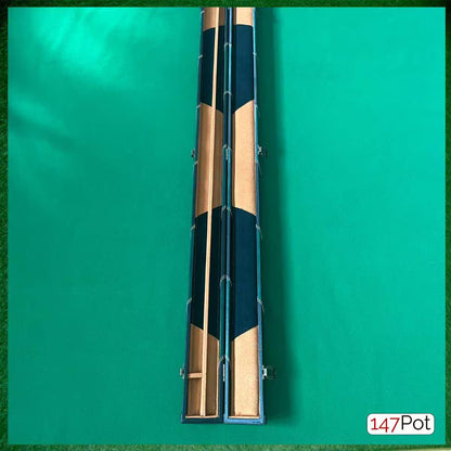Green & Black Angled Patchwork Leatherette 3/4 Length 57/58" Snooker/Pool Cue Case