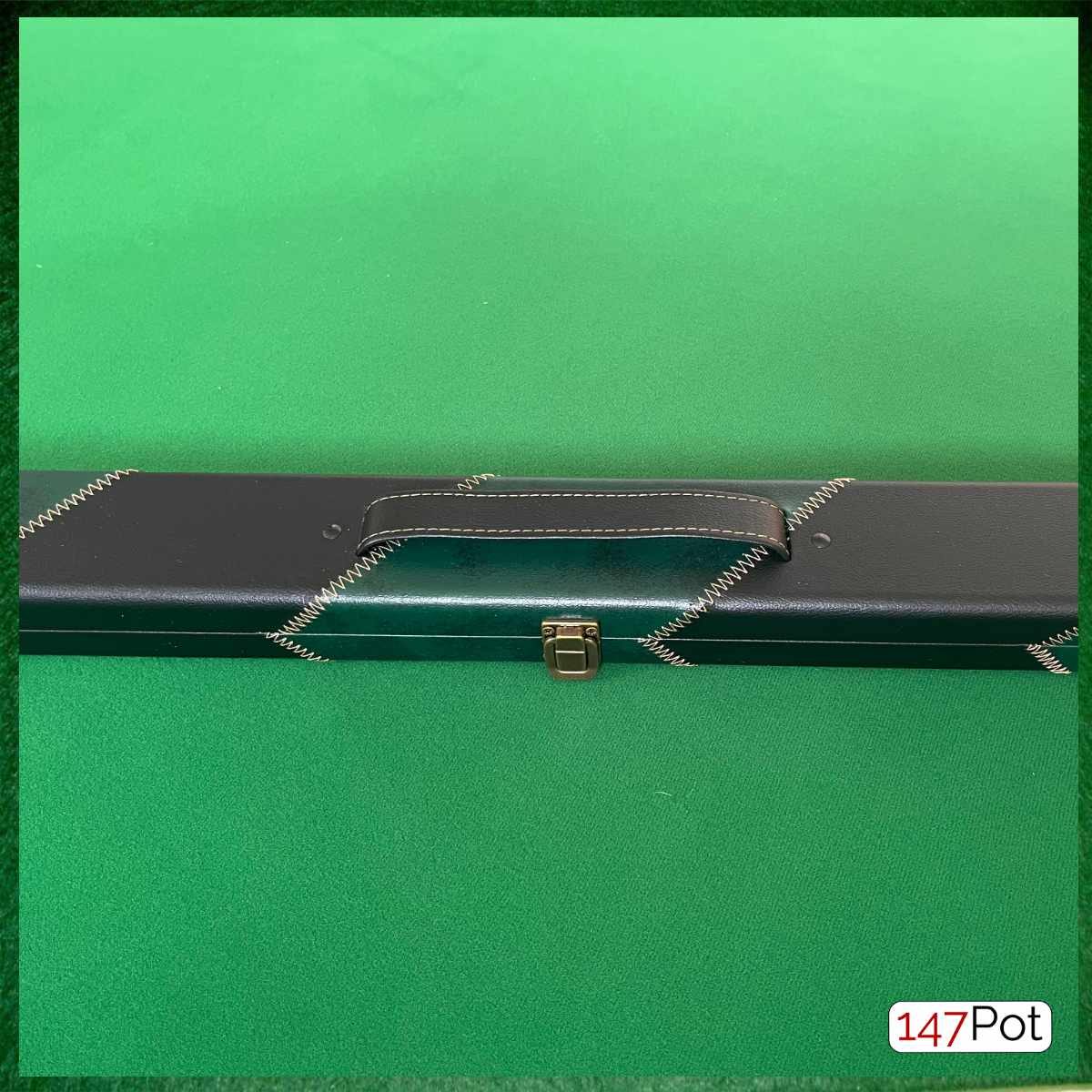 Green & Black Angled Patchwork Leatherette 3/4 Length 57/58" Snooker/Pool Cue Case