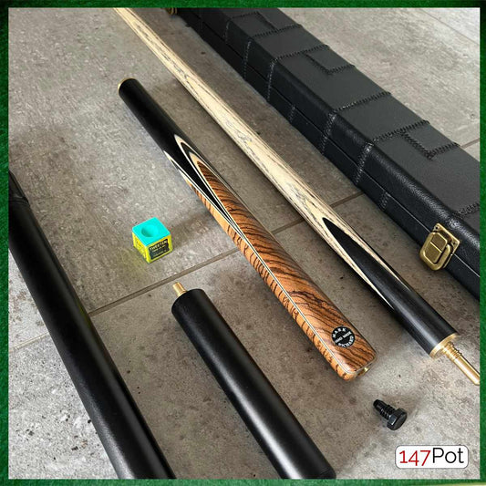 57" Snooker/Pool Cue + Case + 2x Extensions Bundle :: Premium Dark Tan Style