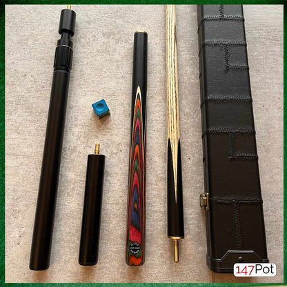 57" Snooker/Pool Cue + Case + Extensions Bundle :: Rainbow Multicolour