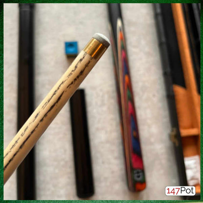 57" Snooker/Pool Cue + Case + Extensions Bundle :: Rainbow Multicolour