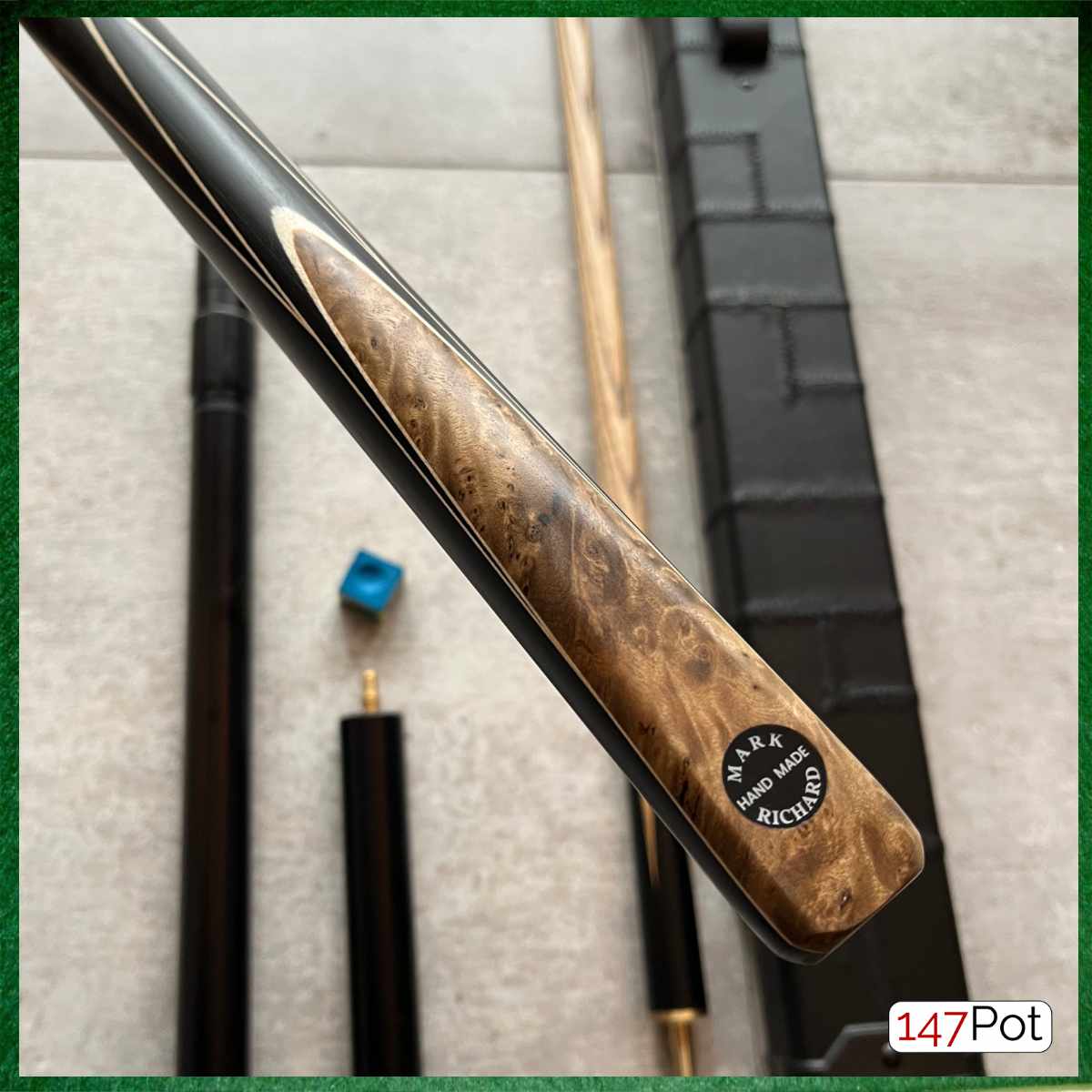 57" Snooker/Pool 3/4 Jointed Ash Brass Ferrule Cue + Case + Extensions Bundle Burl Spliced - 147Pot - UK - Fast UK Delivery