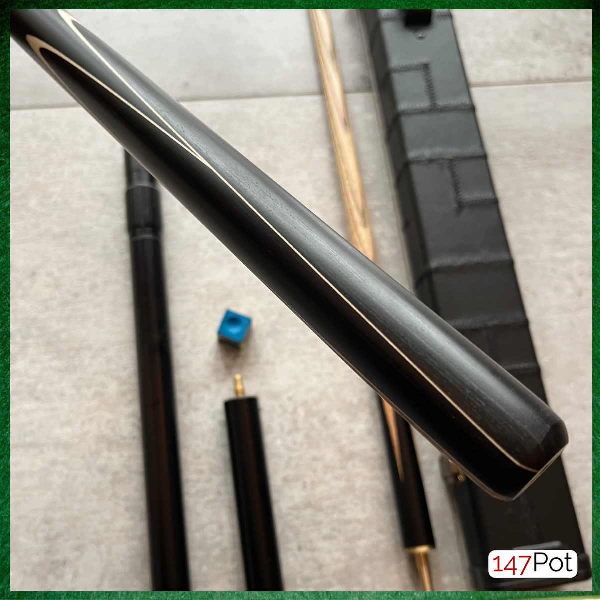 57" Snooker/Pool 3/4 Jointed Ash Brass Ferrule Cue + Case + Extensions Bundle Burl Spliced - 147Pot - UK - Fast UK Delivery