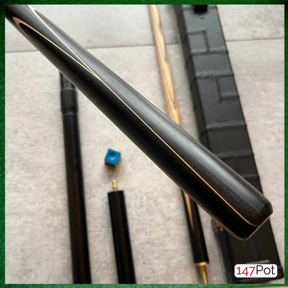 57" Snooker/Pool 3/4 Jointed Ash Brass Ferrule Cue + Case + Extensions Bundle Burl Spliced - 147Pot - UK - Fast UK Delivery