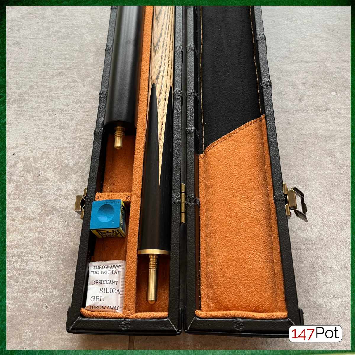 57" Snooker/Pool 3/4 Jointed Ash Brass Ferrule Cue + Case + Extensions Bundle Burl Spliced - 147Pot - UK - Fast UK Delivery