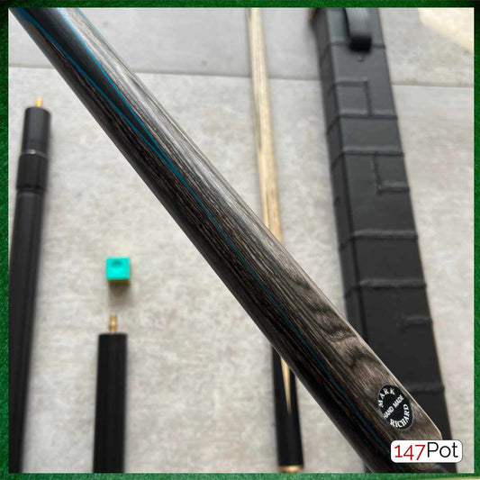 57" Snooker/Pool Cue + Case + 2x Extensions Bundle :: Sleek Black, Blue & Smokey Grey