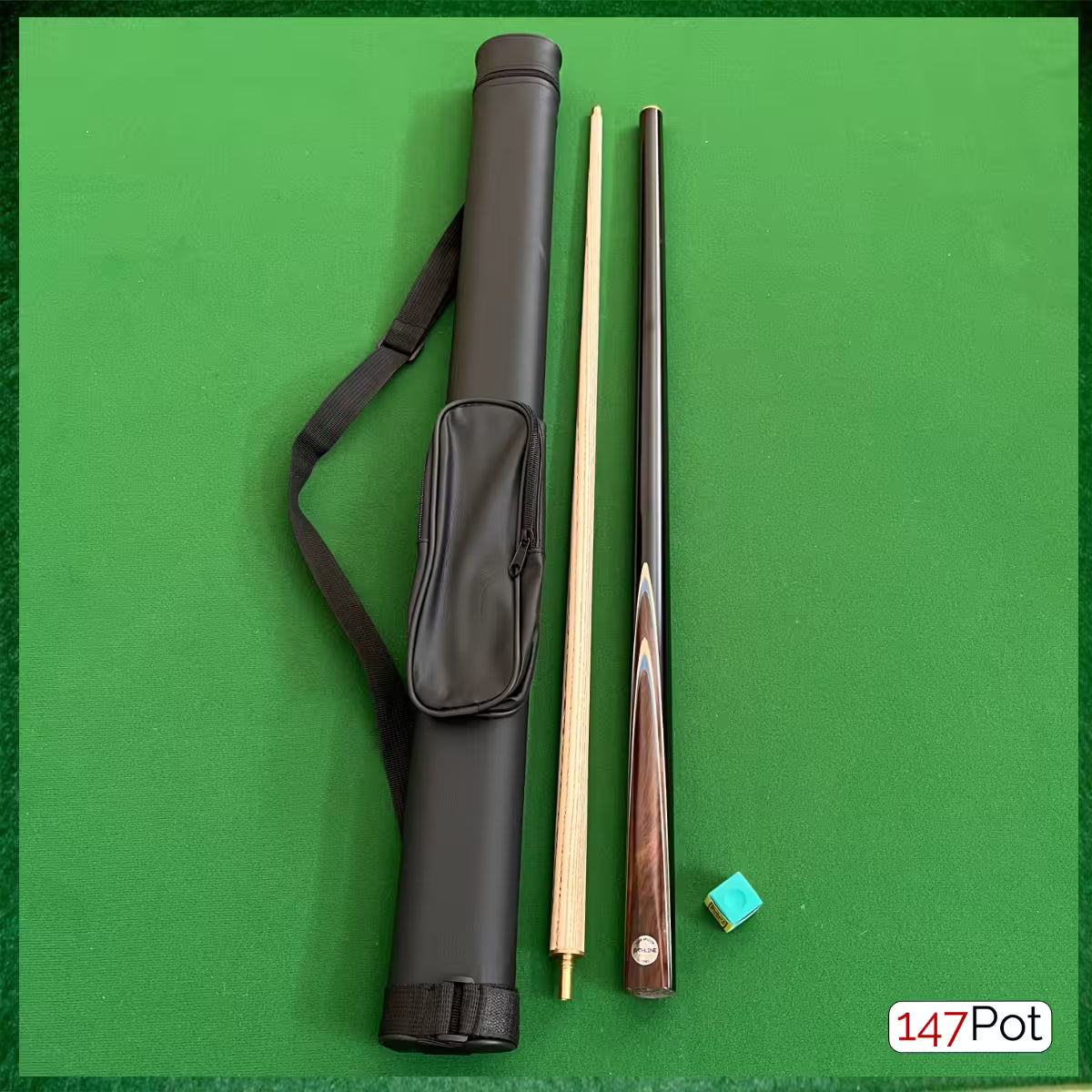 57 Inch 2-Piece Ash Snooker Cue - 9.5mm Tip - Hard Case