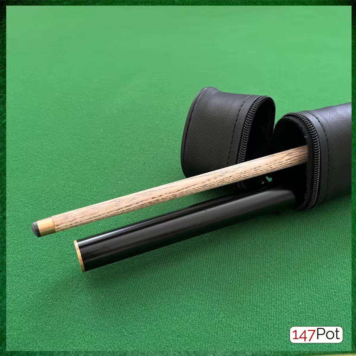 57 Inch 2-Piece Ash Snooker Cue - 9.5mm Tip - Hard Case
