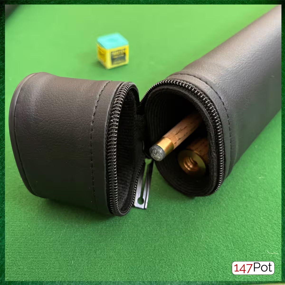 58 Inch 2-Piece Ash Burl Splice Snooker Cue - 9.5mm Tip - Hard Case