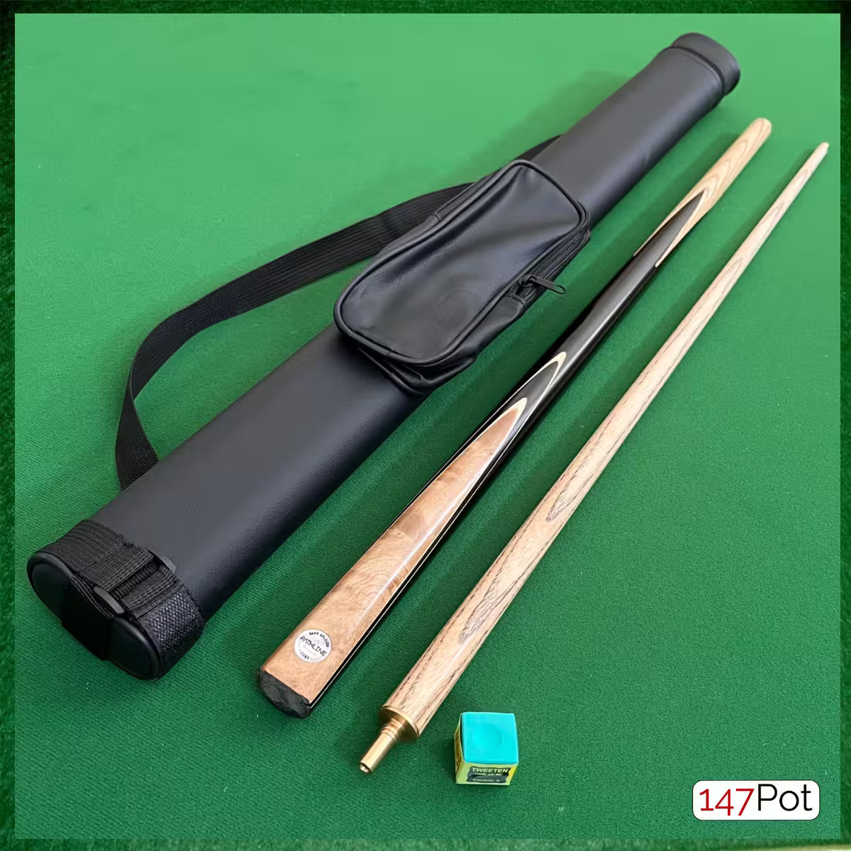 58 Inch 2-Piece Ash Burl Splice Snooker Cue - 9.5mm Tip - Hard Case