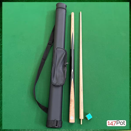58 Inch 2-Piece Ash Burl Splice Snooker Cue - 9.5mm Tip - Hard Case