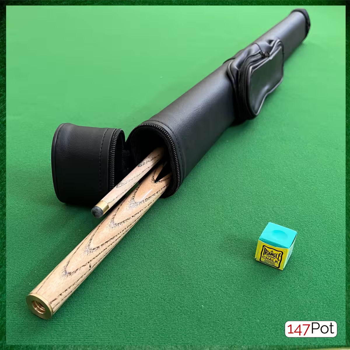 58 Inch 2-Piece Ash Walnut Splice Snooker Cue - 9.5mm Tip - Hard Case