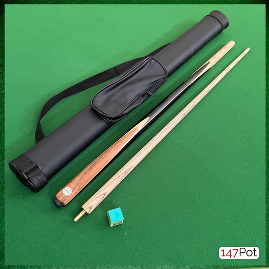 58 Inch 2-Piece Ash Walnut Splice Snooker Cue - 9.5mm Tip - Hard Case