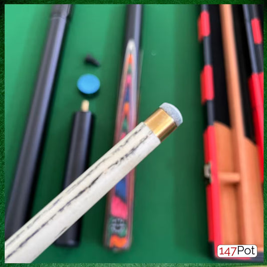 57" Snooker/Pool Cue + Case + 2x Extensions Bundle :: Multicolour