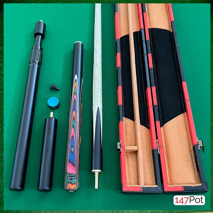 57" Snooker/Pool Cue + Case + 2x Extensions Bundle :: Multicolour