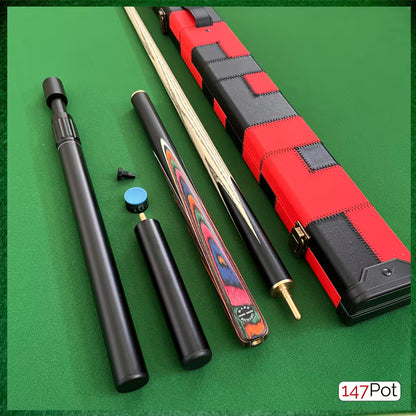 57" Snooker/Pool Cue + Case + 2x Extensions Bundle :: Multicolour