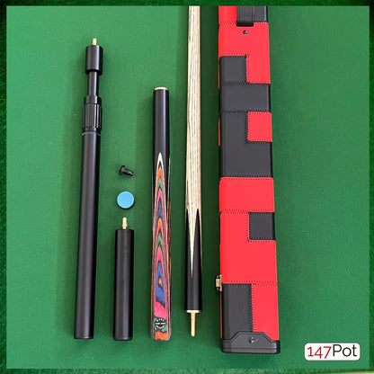 57" Snooker/Pool Cue + Case + 2x Extensions Bundle :: Multicolour