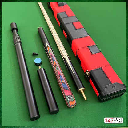 57" Snooker/Pool Cue + Case + 2x Extensions Bundle :: Multicolour