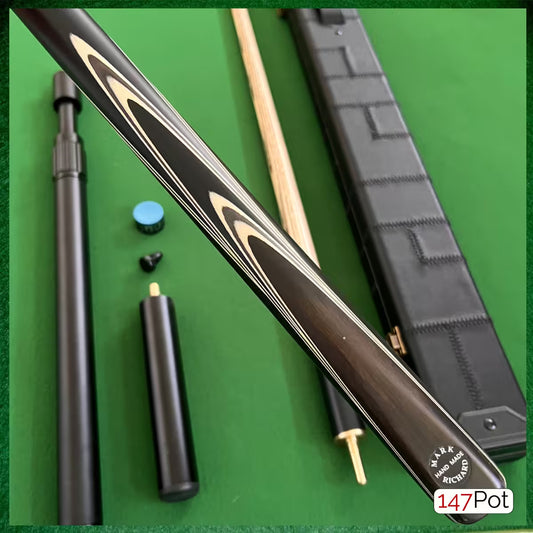 58" Snooker/Pool Cue + Case + 2x Extensions Bundle :: Premium Ebony White