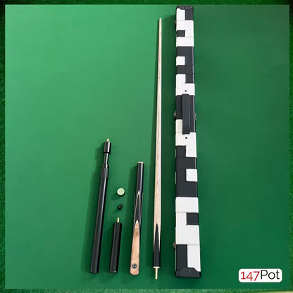 58" Snooker/Pool Cue + Case + 2x Extensions Bundle :: Burl Spliced Style