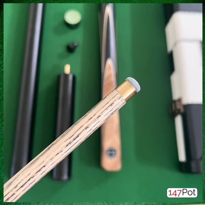 58" Snooker/Pool Cue + Case + 2x Extensions Bundle :: Burl Spliced Style
