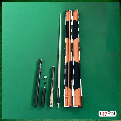 58" Snooker/Pool Cue + Case + 2x Extensions Bundle :: Burl Spliced Style