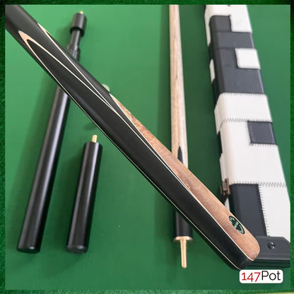 58" Snooker/Pool Cue + Case + 2x Extensions Bundle :: Burl Spliced Style