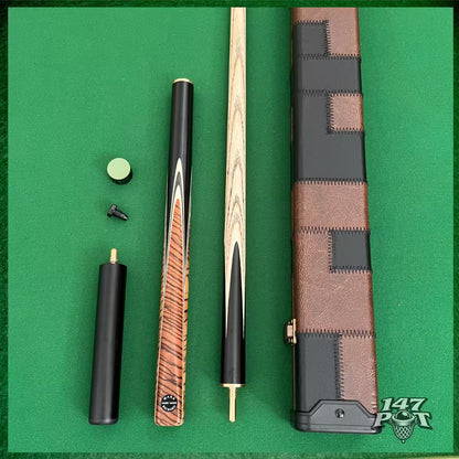 58" Snooker/Pool Cue + Case + 2x Extensions Bundle :: Premium Dark Tan Style