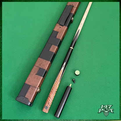 58" Snooker/Pool Cue + Case + 2x Extensions Bundle :: Premium Dark Tan Style
