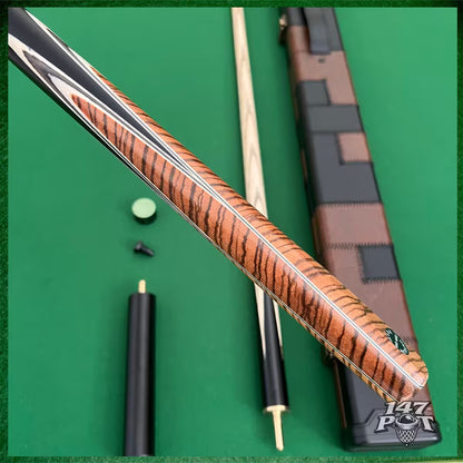 58" Snooker/Pool Cue + Case + 2x Extensions Bundle :: Premium Dark Tan Style