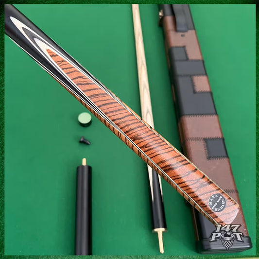 58" Snooker/Pool Cue + Case + 2x Extensions Bundle :: Premium Dark Tan Style