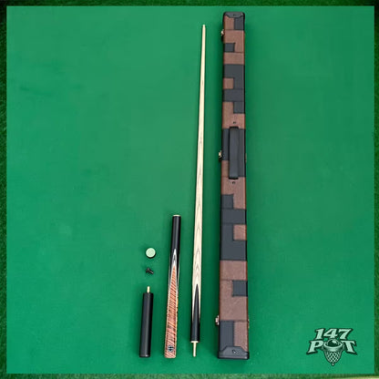 58" Snooker/Pool Cue + Case + 2x Extensions Bundle :: Premium Dark Tan Style