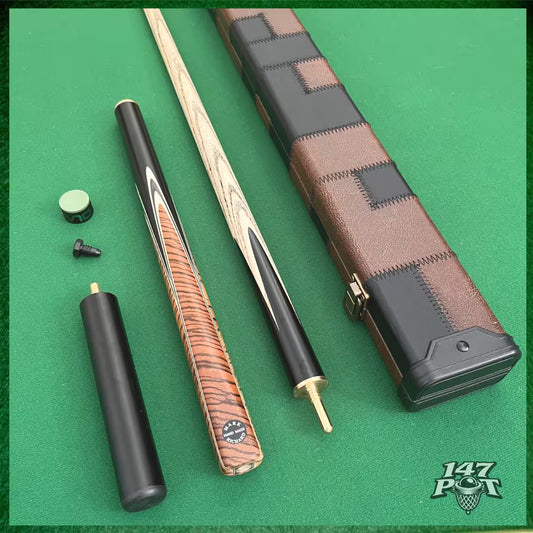 58" Snooker/Pool Cue + Case + 2x Extensions Bundle :: Premium Dark Tan Style